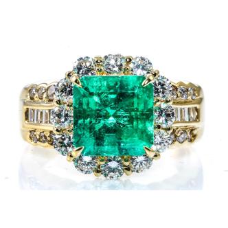 2.98ct Emerald and Diamond Ring