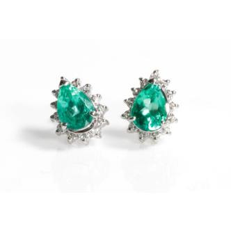 1.21ct Emerald and Diamond Earrings