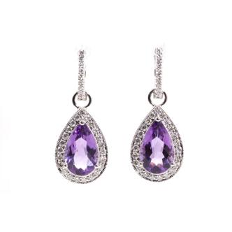 3.19ct Amethyst and Diamond Earrings