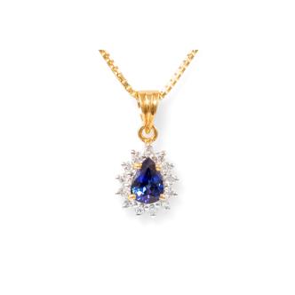 Blue Sapphire and Diamond Pendant