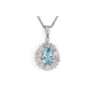 0.70ct Aquamarine and Diamond Pendant