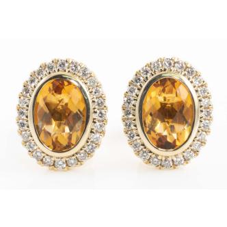 1.54ct Citrine and Diamond Earrings