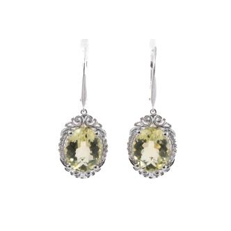 4.73ct Lemon Quartz and Diamond Earrings