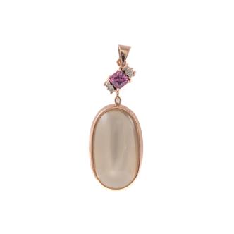 Moonstone, Spinel & Diamond Pendant