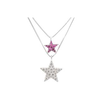 Ruby and Diamond Star Design Pendant