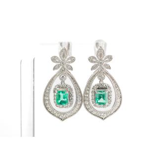 1.60ct Emerald and Diamond Earrings