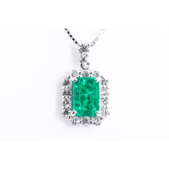 1.30ct Emerald and Diamond Pendant