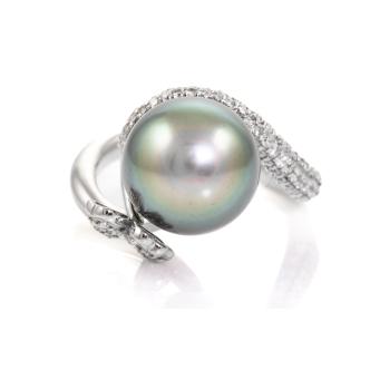 11.7mm Tahitain Pearl & Diamond Ring