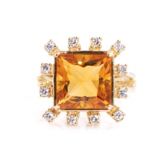 4.16ct Citrine & Diamond Ring