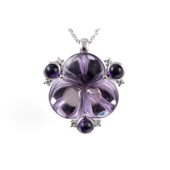18.20ct Amethyst & Diamond Pendant