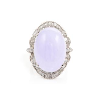 24.96ct Lavender Jade and Diamond Ring