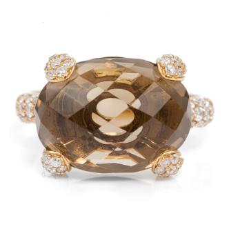 9.96ct Smoky Quartz and Diamond Ring