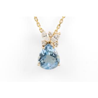 4.11ct Blue Topaz and Diamond Pendant