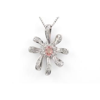 Padparadscha Sapphire & Diamond Pendant