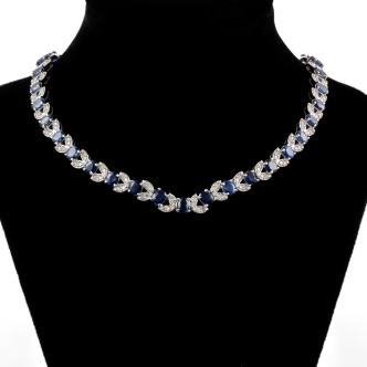 20.13ct Blue Sapphire & Diamond Necklace