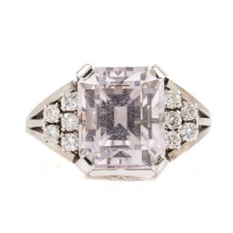 6.82ct Kunzite and Diamond Ring