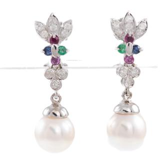 Pearl, Gemstone & Diamonds Earrings