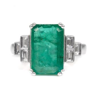 6.43ct Zambian Emerald and Diamond Ring