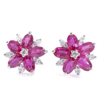 2.80ct Burmese Ruby and Diamond Earrings