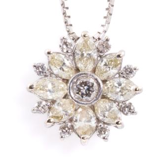 Light Yellow and White Diamond Pendant