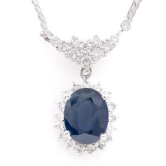 4.72ct Blue Sapphire & Diamond Necklace