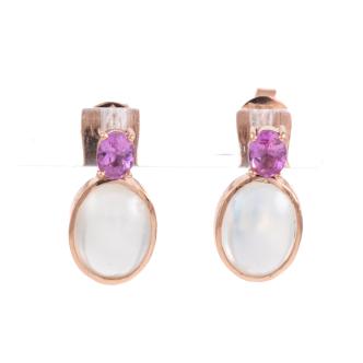 Sapphire & Ceylon Moonstone Earrings