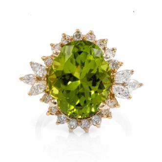 8.81ct Peridot and Diamond Ring