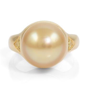 12.8mm Pearl and Diamond Ring