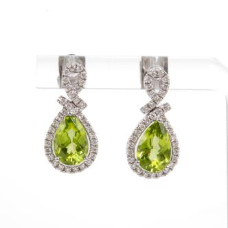 3.30ct Peridot and Diamond Earrings