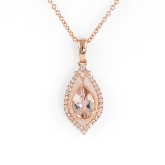 0.56ct Morganite and Diamond Pendant