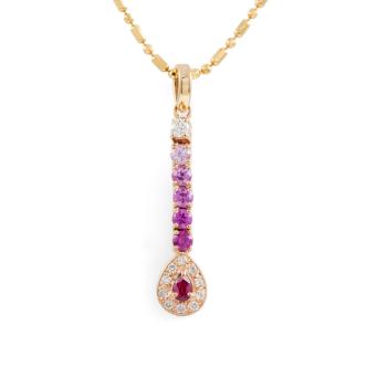 Ruby, Pink Sapphire, and Diamond Pendant