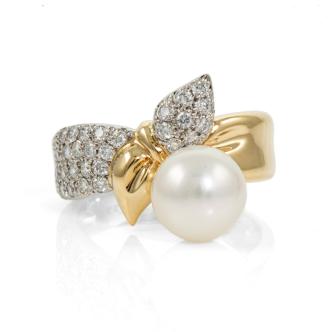8.3mm Akoya Pearl and Diamond Ring