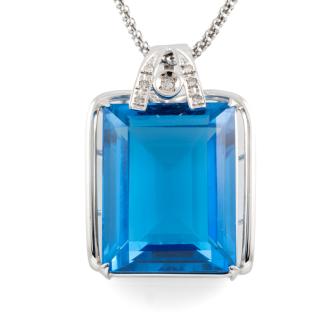 48.36ct Blue Topaz and Diamond Pendant