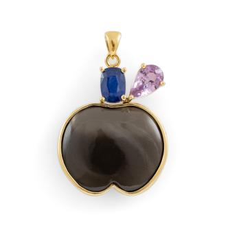 Moonstone & Sapphire Apple Pendant