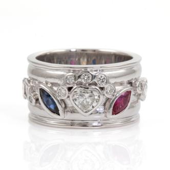 Ruby, Sapphire and Diamond Ring