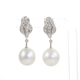 South Sea Pearl and Diamond Earrings