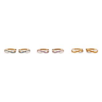 Set of 3 Huggie Diamond & Gem Earrings