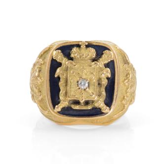 Onyx & Diamond Mens Gold Ring 18.8g