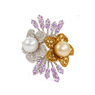 Pearl, Sapphire and Diamond Ring