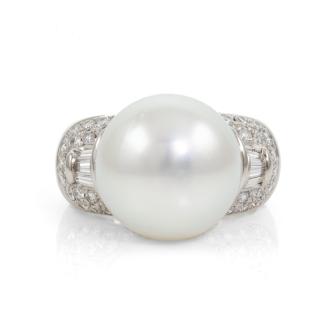 14.8mm South Sea Pearl & Diamond Ring