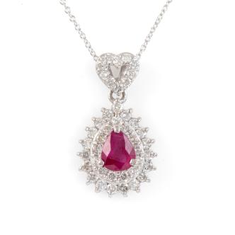 1.11ct Ruby and Diamond Pendant GIA