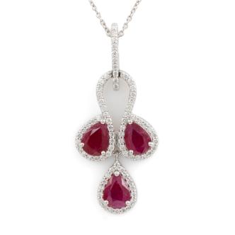 3.45ct Thai Ruby and Diamond Pendant