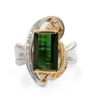 5.18ct Green Tourmaline & Diamond Ring