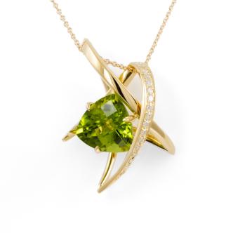 6.53ct Peridot & Diamond Pendant