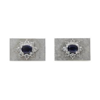 1.32ct Blue Sapphire & Diamond Cufflinks 12.9g*