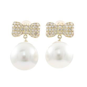 11.8mm South Sea Pearl & Diamond Earrings