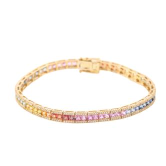 Multi Colour Sapphire and Diamond Bracelet