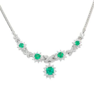 2.22ct Emerald and Diamond Necklace